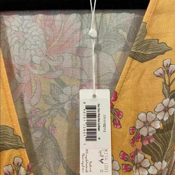 Spell and the Gypsy Blue Skies Yellow Maxi Wrap Dress Size M NWT - Picture 14 of 16